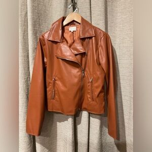 Entro Tan Moto Leather Jacket, Size Medium